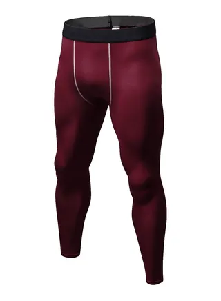 Men Quick Dry Breathable Elastic Running Trousers Burgundy 