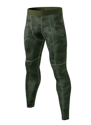 Men Quick Dry Breathable Elastic Running Trousers Green 