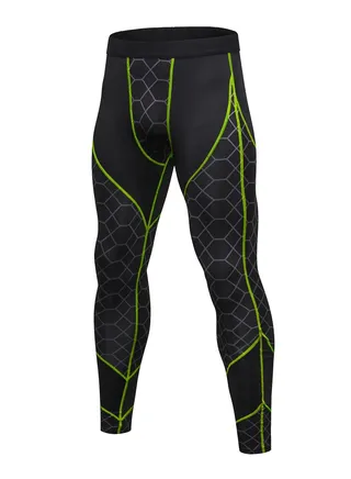 Men Quick Dry Breathable Elastic Running Trousers Grey/Green 