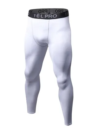 Men Quick Dry Breathable Elastic Running Trousers White 