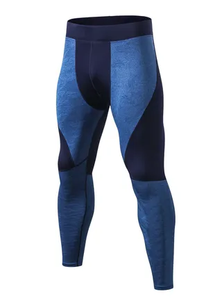 Men Quick Dry Breathable Elastic Running Trousers Blue 