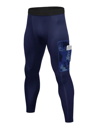 Men Quick Dry Breathable Elastic Running Trousers Dark Blue 