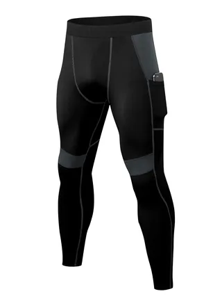 Men Quick Dry Breathable Elastic Running Trousers Black/Grey 