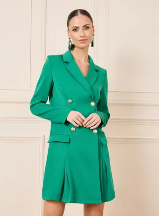 Double Breasted Notch Lapel Blazer Mini Dress 