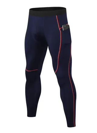 Men Quick Dry Breathable Elastic Running Trousers Dark Blue 