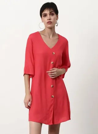 Regular Fit Casual Dress Red 