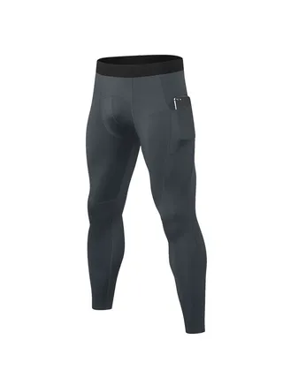 Men Quick Dry Breathable Elastic Running Trousers Grey 