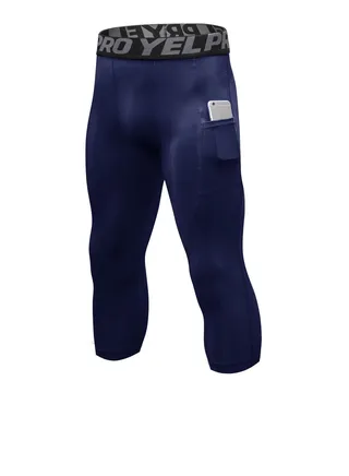 Men Quick Dry Breathable Elastic Running Trousers Blue Blue Dark Blue 