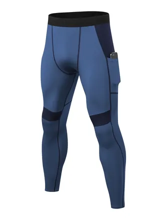 Men Quick Dry Breathable Elastic Running Trousers Blue 