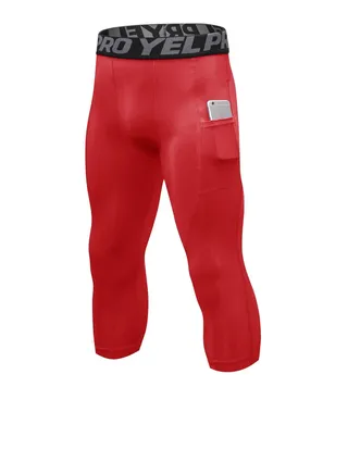 Men Quick Dry Breathable Elastic Running Trousers Blue Blue Red 
