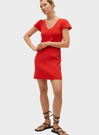 V-Neck Knitted Dress 