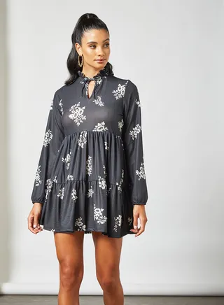 Floral Print Mini Dress Multicolour 