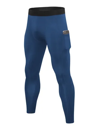 Men Quick Dry Breathable Elastic Running Trousers Blue Blue Blue 