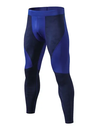 Men Quick Dry Breathable Elastic Running Trousers Dark Blue 