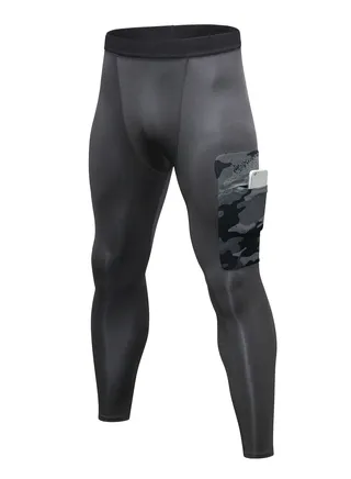 Men Quick Dry Breathable Elastic Running Trousers Grey 