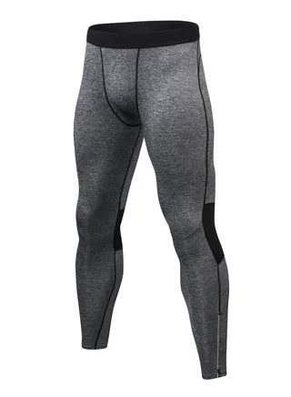 Men Quick Dry Breathable Elastic Running Trousers Grey/Black 