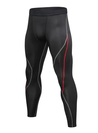 Men Quick Dry Breathable Elastic Running Trousers Black/Red 