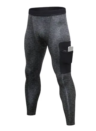 Men Quick Dry Breathable Elastic Running Trousers Grey/Black 