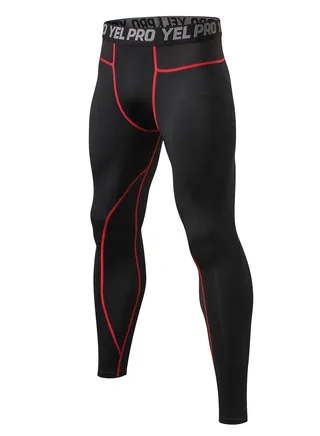 Men Quick Dry Breathable Elastic Running Trousers Black/Red 