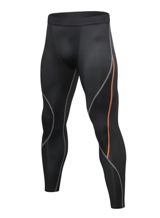 Men Quick Dry Breathable Elastic Running Trousers Black/Orange 