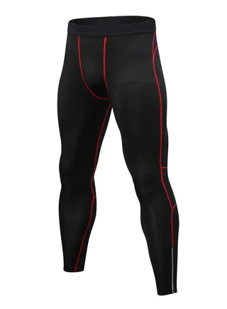Men Quick Dry Breathable Elastic Running Trousers Black/Red 