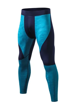 Men Quick Dry Breathable Elastic Running Trousers Blue 