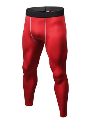 Men Quick Dry Breathable Elastic Running Trousers Red 