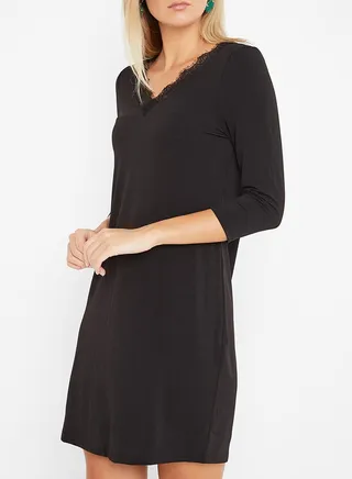 V-Neck Mini Dress Black 