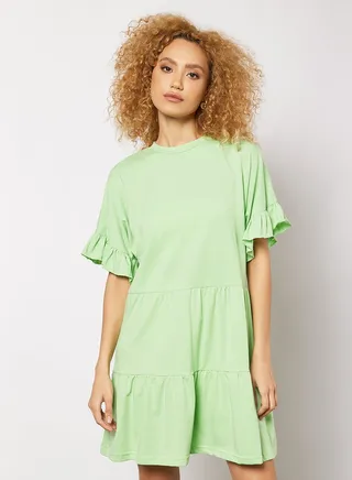 Tiered Jersey Dress Green 