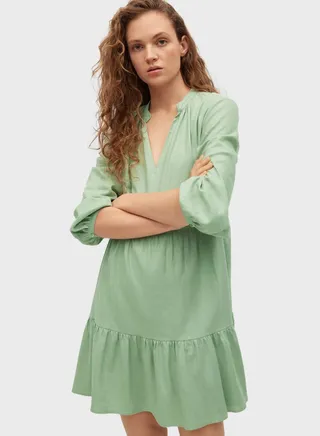 Stand Up Collar Mini Dress 