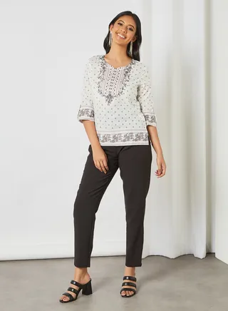 Printed Plumeti Top White 