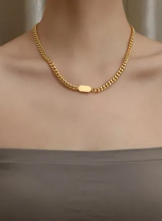 Elegant Stainless Steel Gold Plated Choker Necklace For Women 