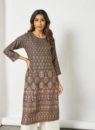 Hand Embellishment Elegant Printed Kurti Multicolour 