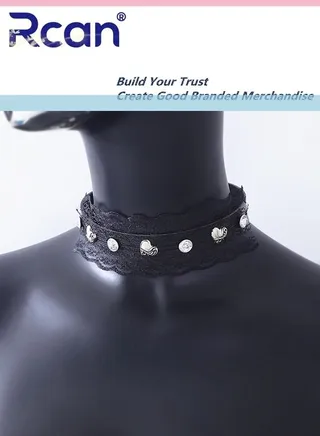 PU Artificial Leather Studs Rock Punk Style Necklace Adjustable Button Mesh Choker for Women Teens for Club Festival Party Evening 