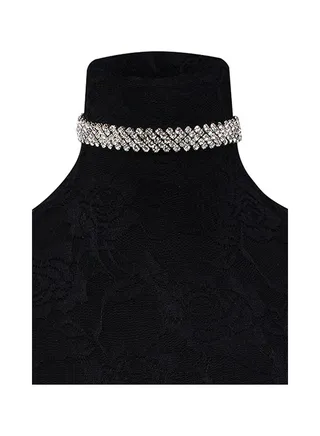 Fully Rhinestones Decor Choker Necklace 