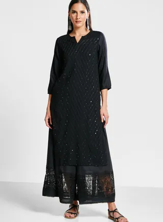 Embroidered Pocket Detail Kurti 