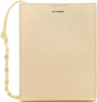 Leather shoulder bag with logo print