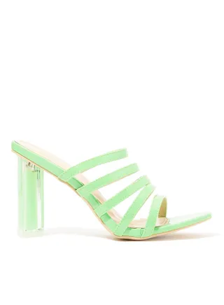 Strappy Clear Heel Sandals Mint 