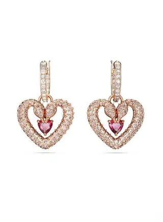 SWAROVSKl Pink Droplet Swan Earrings 