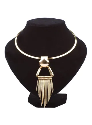Exaggerated Alloy Tassel Choker Necklace Gold 