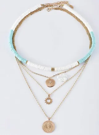 White Layered Necklace 