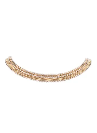 Rhinestone Studded Collar Necklace Gold/Clear 
