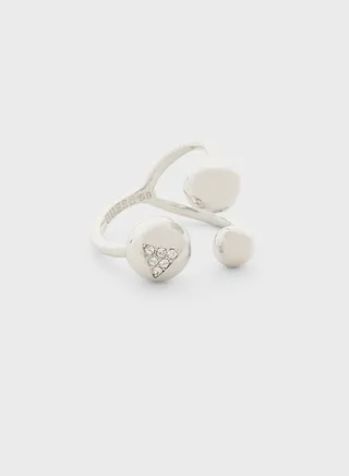 Zircon Embellished Pebble Open Ring