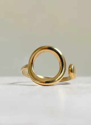 Irregular Round Shape Adjustable Ring- Gold 