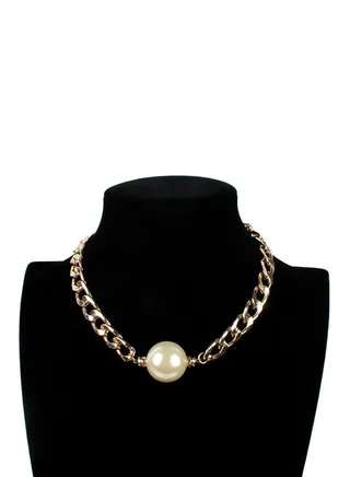 Pearl Bib Necklace Gold 