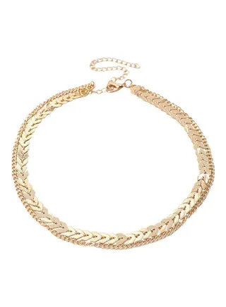 Zinc Alloy Two Layer Choker Necklaces 