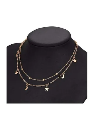Gold Plated Moon And Star Style Chocker Necklace 