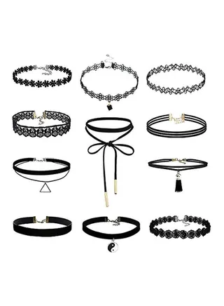 11-Piece Yin Yang Pendant Choker Necklace Set 