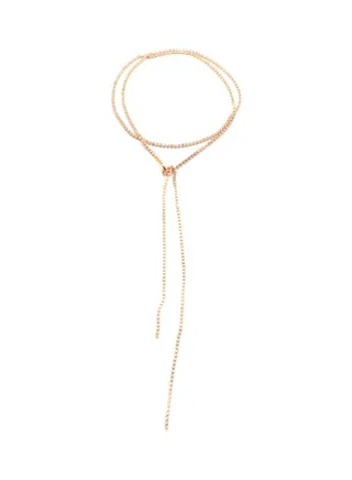 Rhinestone Studded Long Cup Chain Tie Up Choker 