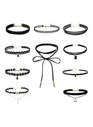10-Piece Velvet Choker Necklace Set 